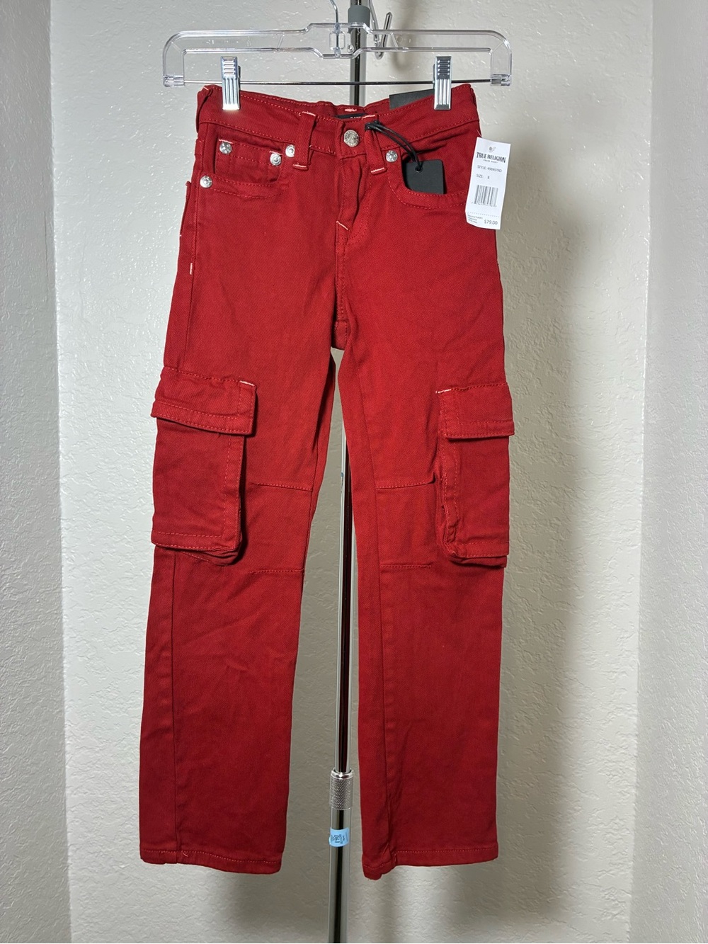 True Religion Kids Size 8 Red Ricky Jeans - Straight Relaxed NWT